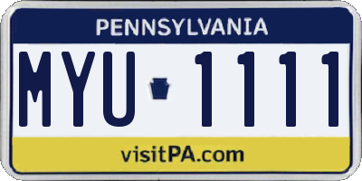 PA license plate MYU1111