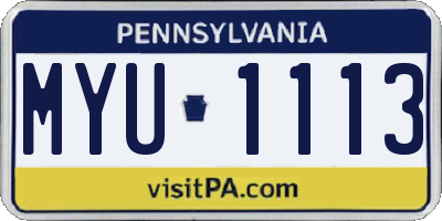 PA license plate MYU1113