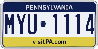 PA license plate MYU1114