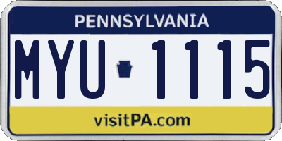 PA license plate MYU1115