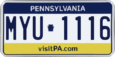 PA license plate MYU1116