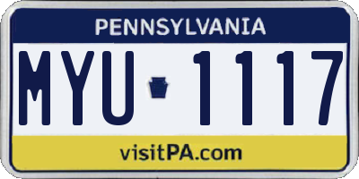 PA license plate MYU1117