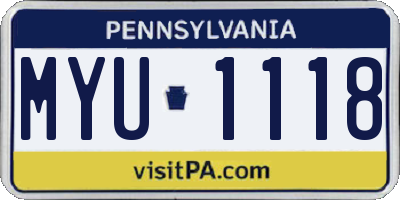 PA license plate MYU1118
