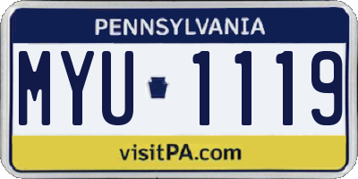 PA license plate MYU1119