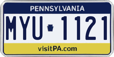 PA license plate MYU1121
