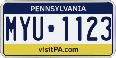 PA license plate MYU1123