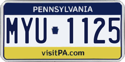 PA license plate MYU1125