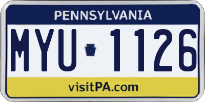 PA license plate MYU1126
