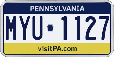 PA license plate MYU1127