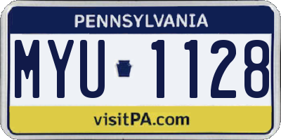PA license plate MYU1128