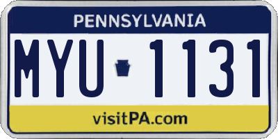 PA license plate MYU1131