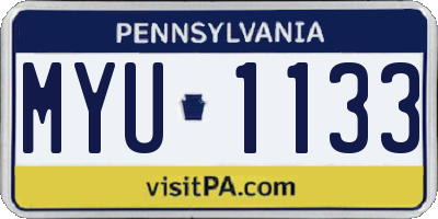 PA license plate MYU1133