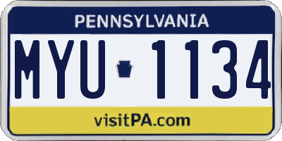 PA license plate MYU1134