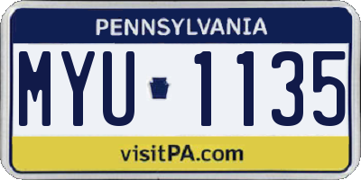 PA license plate MYU1135