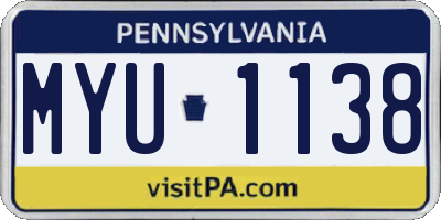 PA license plate MYU1138