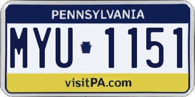 PA license plate MYU1151