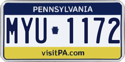 PA license plate MYU1172