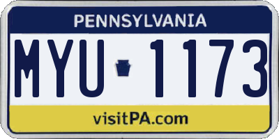 PA license plate MYU1173