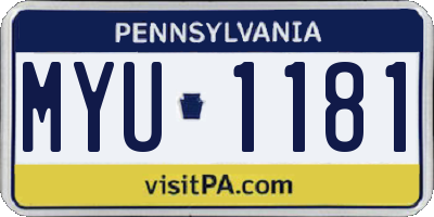PA license plate MYU1181