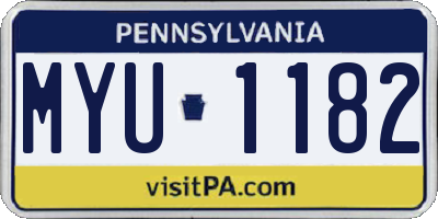 PA license plate MYU1182