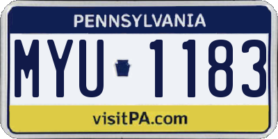 PA license plate MYU1183