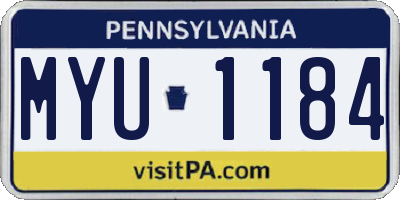 PA license plate MYU1184