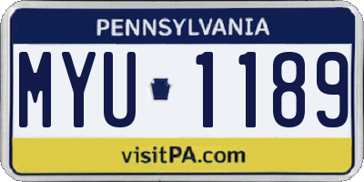 PA license plate MYU1189