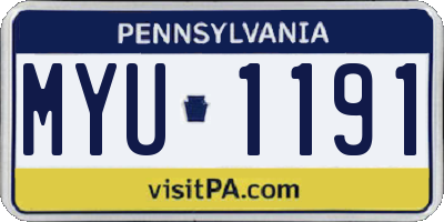 PA license plate MYU1191