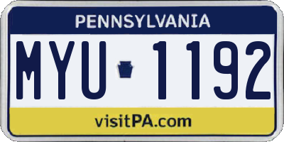 PA license plate MYU1192