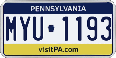 PA license plate MYU1193