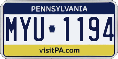 PA license plate MYU1194