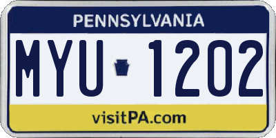 PA license plate MYU1202