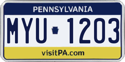 PA license plate MYU1203