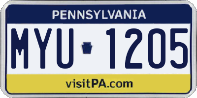 PA license plate MYU1205