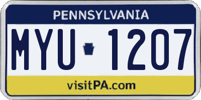 PA license plate MYU1207
