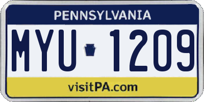 PA license plate MYU1209