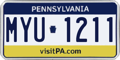 PA license plate MYU1211
