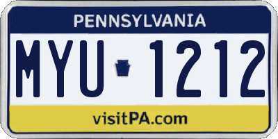 PA license plate MYU1212