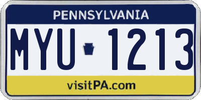 PA license plate MYU1213