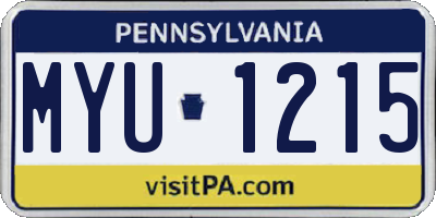 PA license plate MYU1215