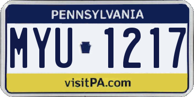 PA license plate MYU1217