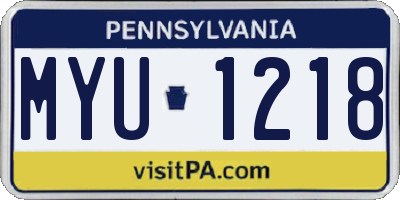 PA license plate MYU1218