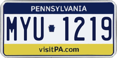 PA license plate MYU1219