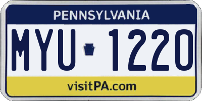 PA license plate MYU1220