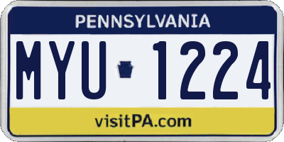 PA license plate MYU1224