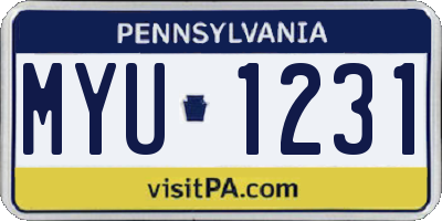 PA license plate MYU1231