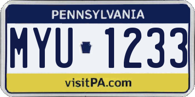 PA license plate MYU1233