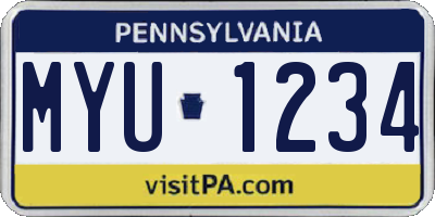 PA license plate MYU1234