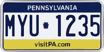 PA license plate MYU1235