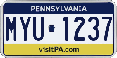 PA license plate MYU1237